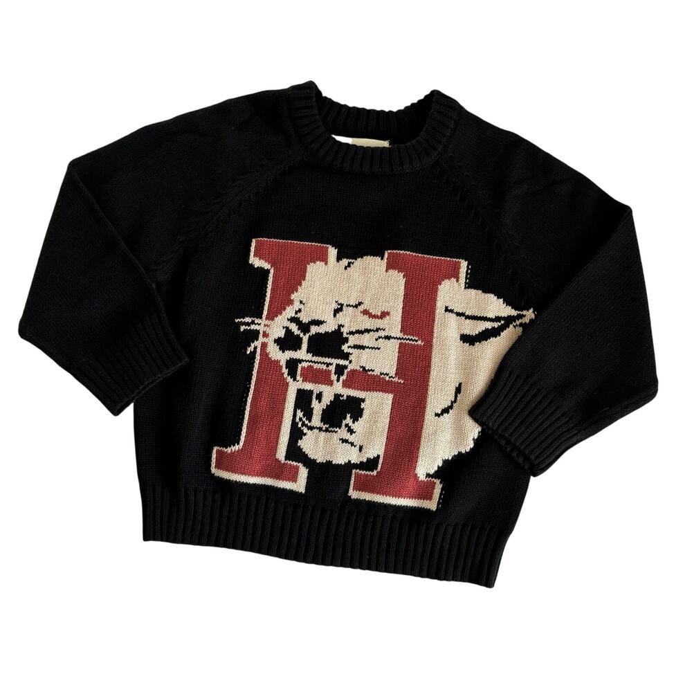 Honor The Gift Kids Panther Mascot Black & Red Crewneck Knit Sweater Size 3-4
